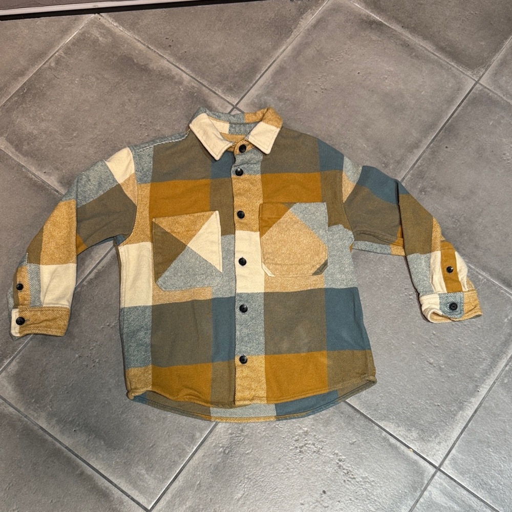Zara Kids Checkered Polo Shirt - Blue, Yellow, Cream
